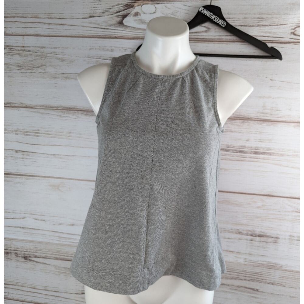 Madewell Heather Gray Sleeveless Peekaboo Crew Neck Top sz Small